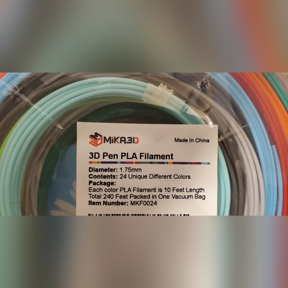 3D Pen Printer 1.75mm Filament Mika3D 24 Colors New In Package Clear and Solid - Picture 4 of 11